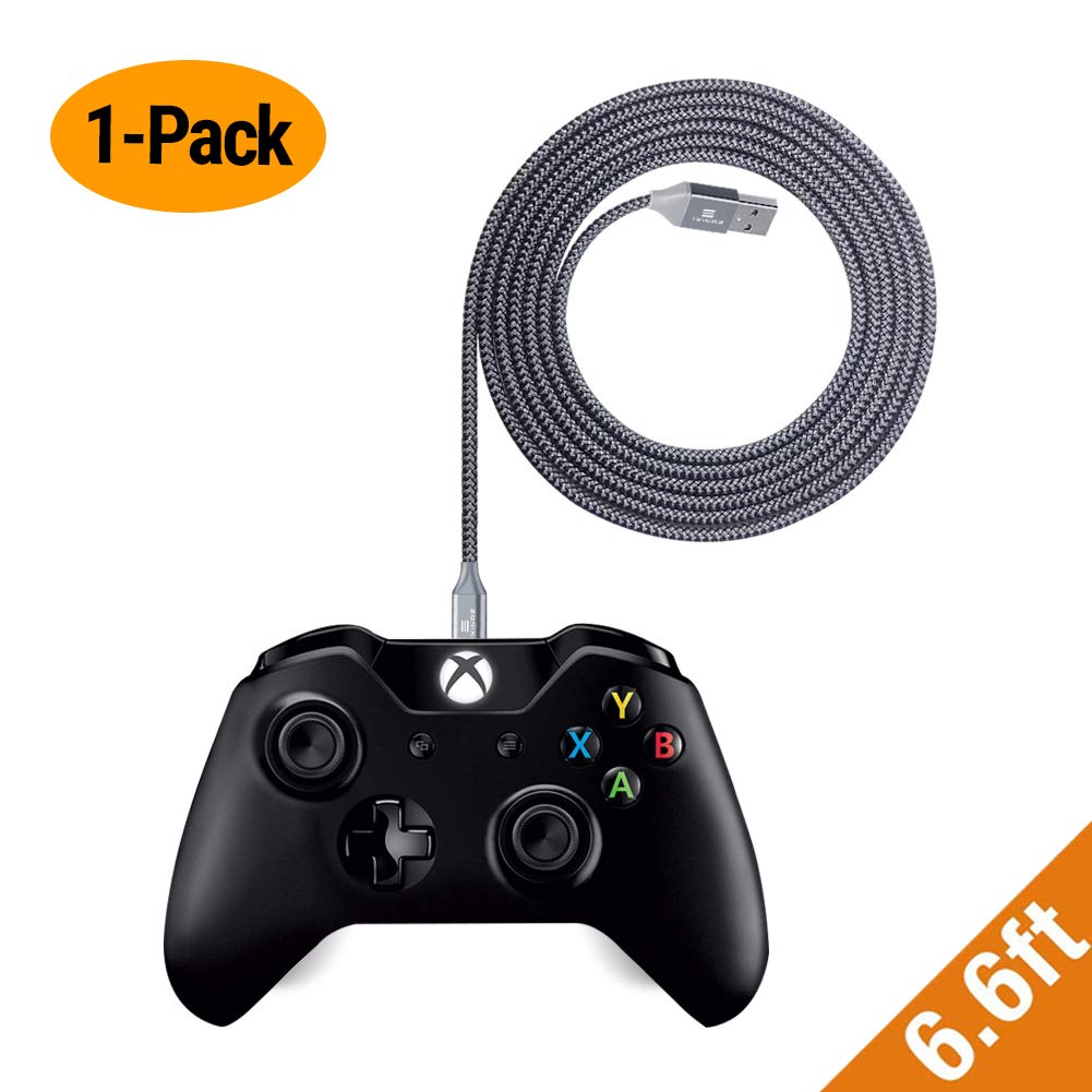 EXINOZ 13ft Braided Charger Cable for Xbox One Controller | Ideal Length Xbox and PS4 Controller Charging Cable | 1 Year Replacement Warranty - Exinoz