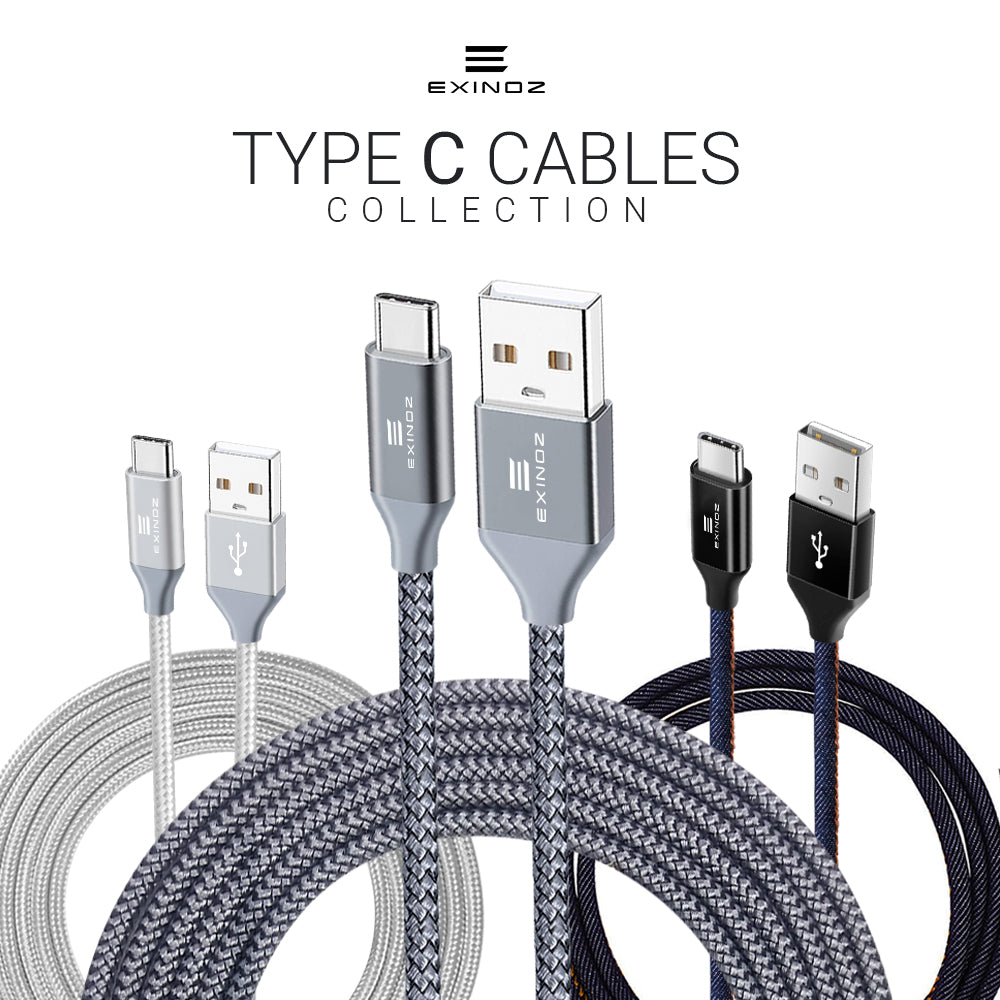 Exinoz USB Type C Cable Fast Charging USB C Cable (3 Pack Bundle + 1 Bonus) - Exinoz