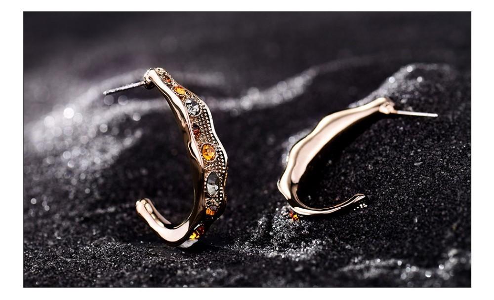Coffee Gold Color Semicircle Stud Earrings for Women - Exinoz