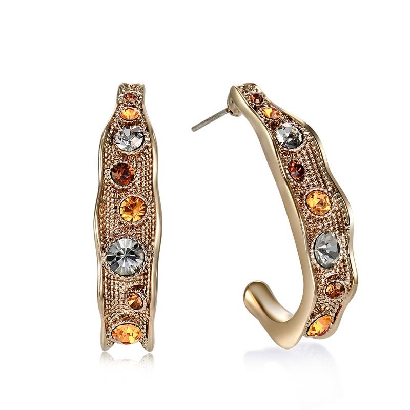 Coffee Gold Color Semicircle Stud Earrings for Women - Exinoz