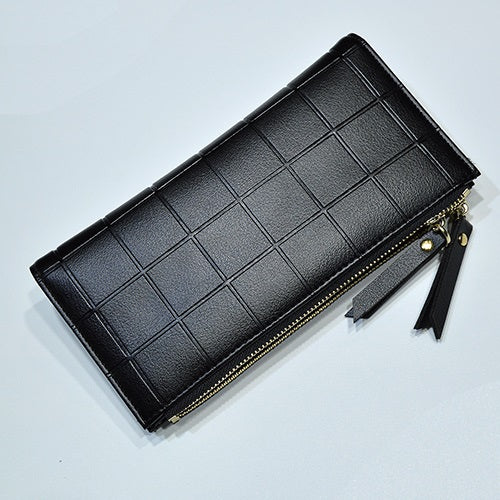 Women Leather Purse Plaid Wallets Long Ladies Colorful Wallet