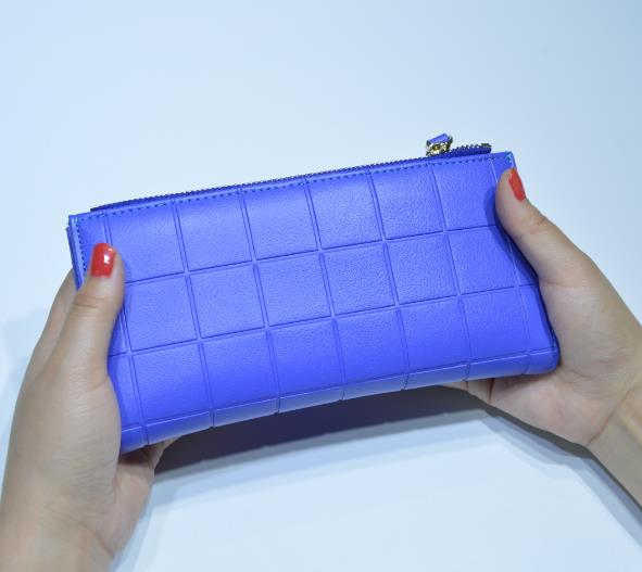Women Leather Purse Plaid Wallets Long Ladies Colorful Wallet