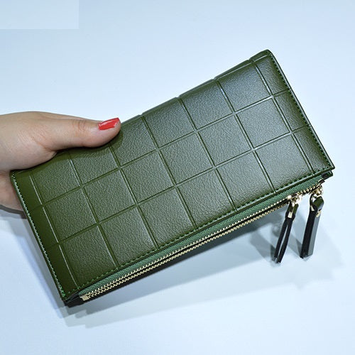 Women Leather Purse Plaid Wallets Long Ladies Colorful Wallet