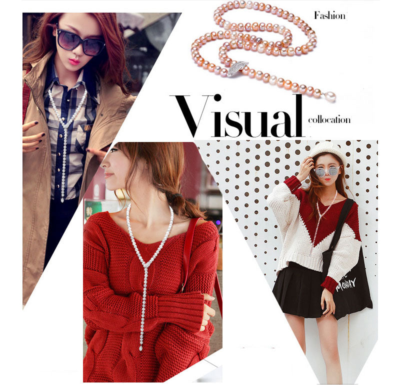 Genuine Freshwater Pearl Long Necklace - Exinoz