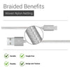 EXINOZ Micro USB Cable Charger [3-Pack Bundle] 2.4A High Speed Android Charger Cable-Premium Triple Braided Nylon Micro USB Charger for Samsung Galaxy S6/S7/S4/S3, Sony, LG, HTC, Nexus, Kindle, PS4 and More - Exinoz