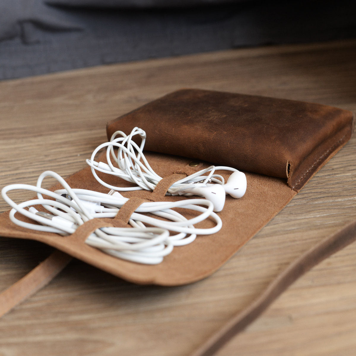 Handmade Personalized Leather Cable Cord Organizer - Exinoz