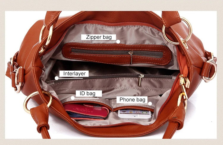 Luxury Women's Leather Tote Crossbody Handbag - Exinoz