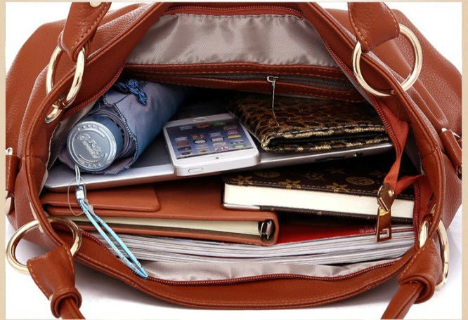 Luxury Women's Leather Tote Crossbody Handbag - Exinoz