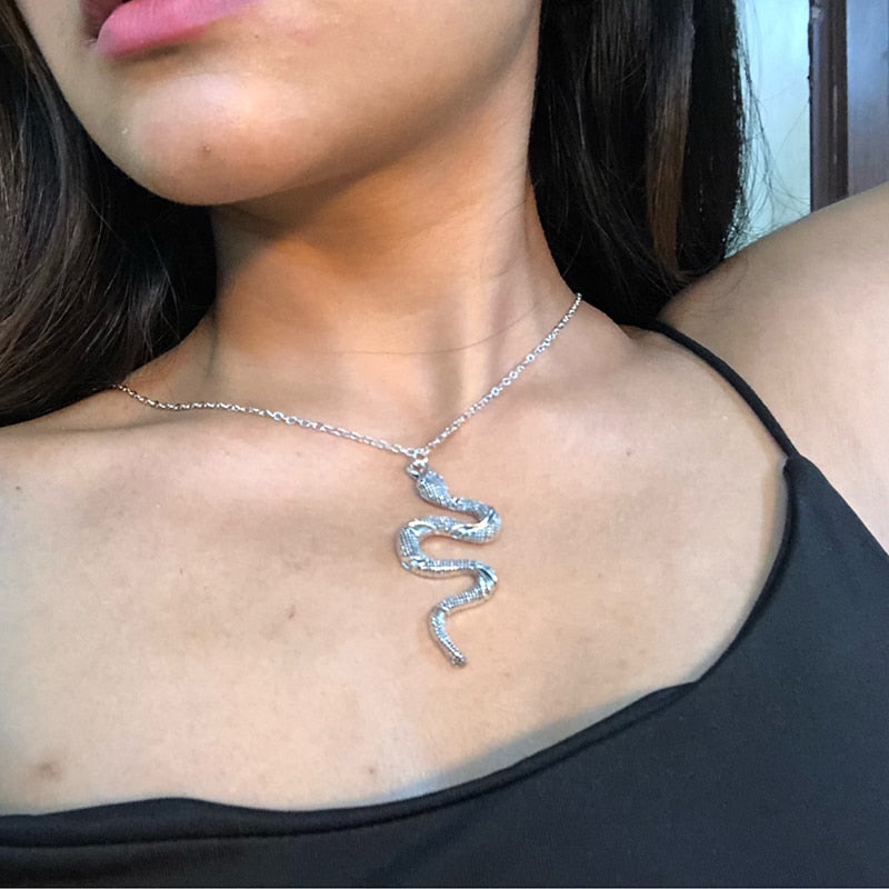 EXINOZ Snake Necklace Jewelry | Silver