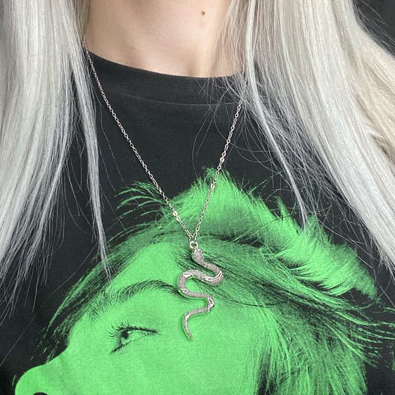 EXINOZ Snake Necklace Jewelry | Silver