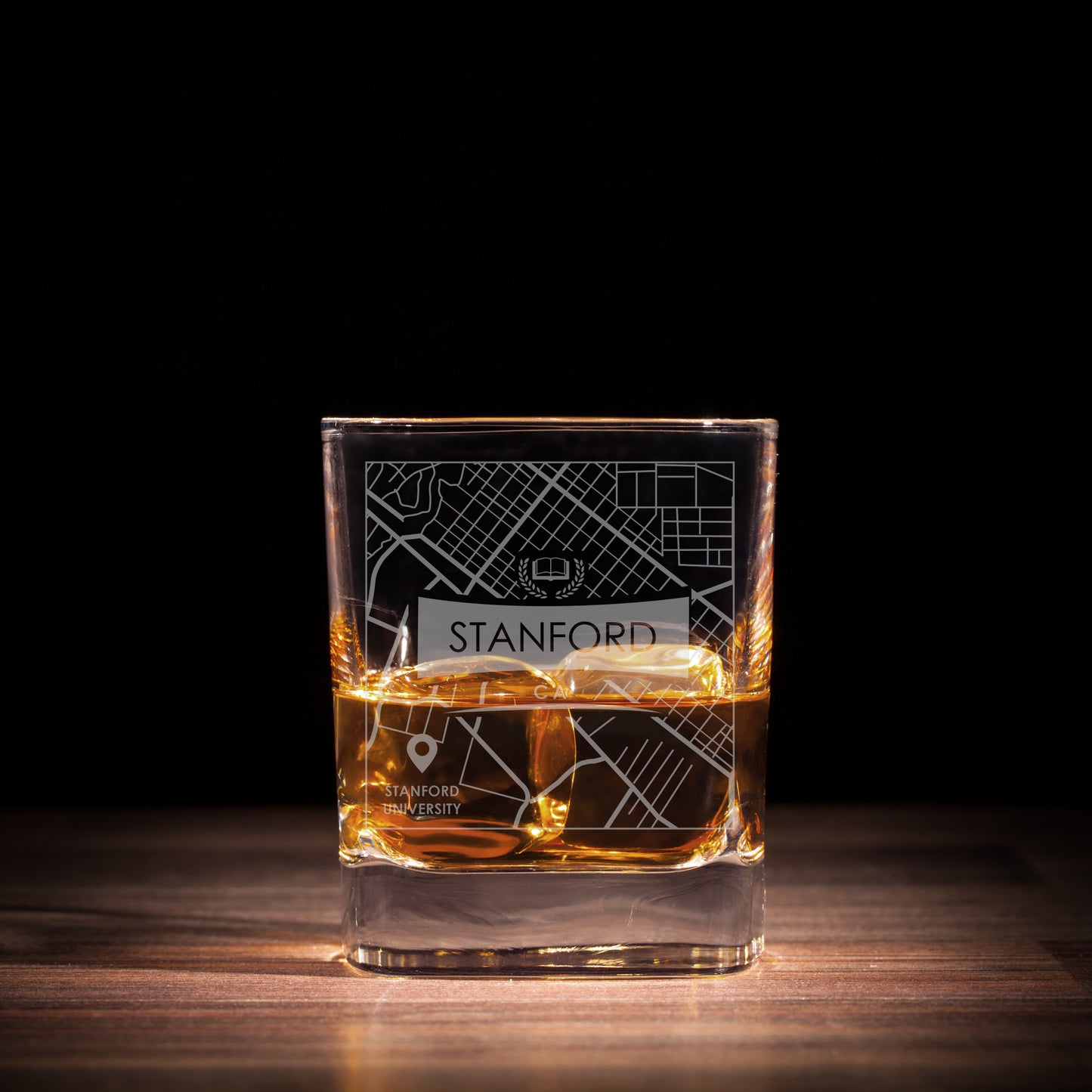 STANFORD CA ETCHED CITY MAP GLASSES (Set of Two) - Exinoz