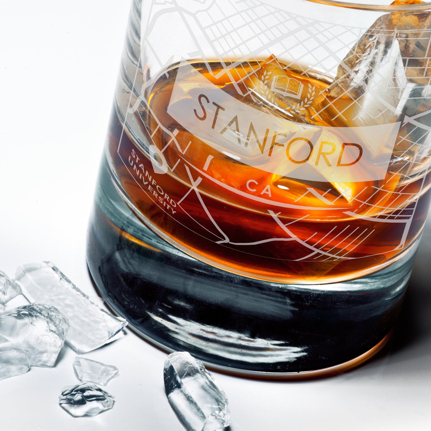 STANFORD CA ETCHED CITY MAP GLASSES (Set of Two) - Exinoz