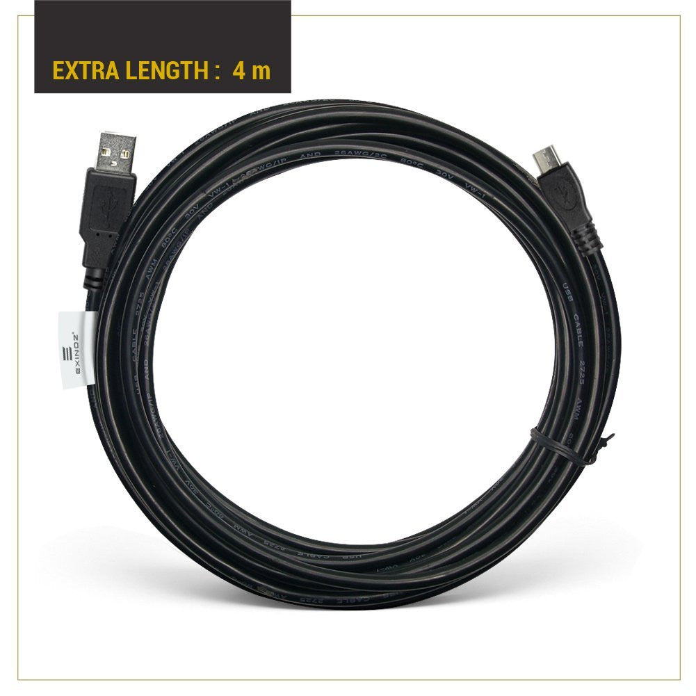 EXINOZ® 13ft Charging Cable for PS4 DualShock and Xbox One Controller | Ideal Length USB Cord for Playstation 4 and Xbox I High-Quality Cable with 1-Year Replacement Warranty (Black) - Exinoz