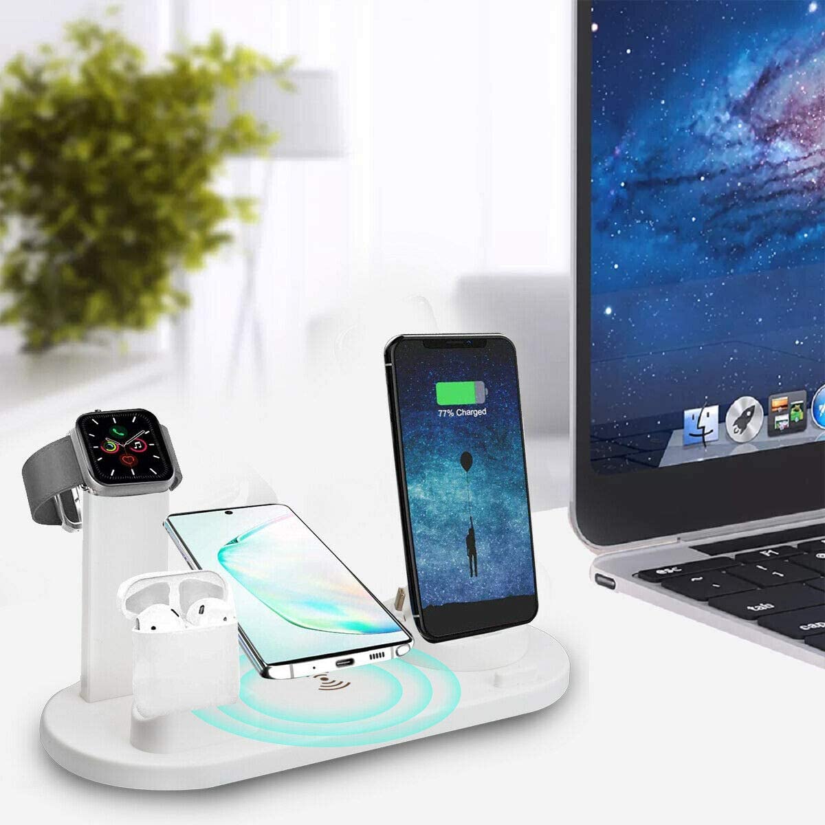 EXINOZ 3 in 1 Qi Wireless Charger Fast Charging Dock Stand for Airpods, Apple Watch, iPhone