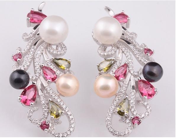 Colorful Freshwater Pearl Stud Earrings - Exinoz
