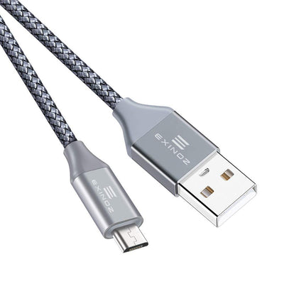 EXINOZ 6.6ft (2m) Braided Charger Cable | Micro USB | Ideal Length | 1 Year Replacement Warranty - Exinoz