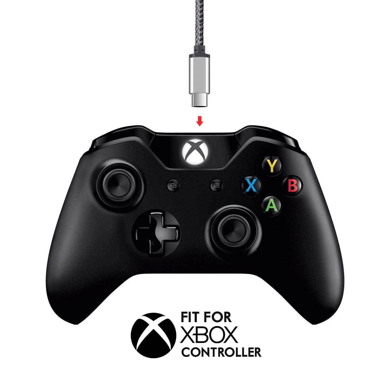EXINOZ 13ft Braided Charger Cable for Xbox One Controller | Ideal Length Xbox and PS4 Controller Charging Cable | 1 Year Replacement Warranty - Exinoz