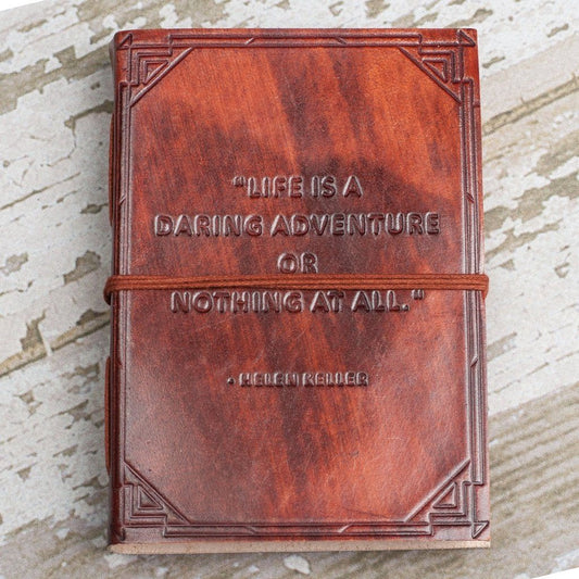 "A Daring Adventure" Handmade Leather Journal - Exinoz