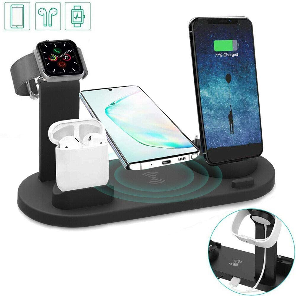 EXINOZ 3 in 1 Qi Wireless Charger Fast Charging Dock Stand for Airpods, Apple Watch, iPhone