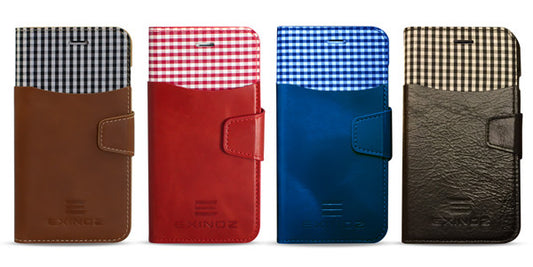 FULL COLOR SET: iPhone 6 Plus / 6s Plus 100% Genuine Leather Wallet Case [RED, BROWN, BLACK, BLUE] - Exinoz