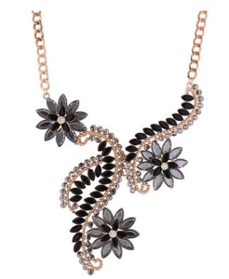 Rhinestone Flowers Statement Necklace for Women - Exinoz