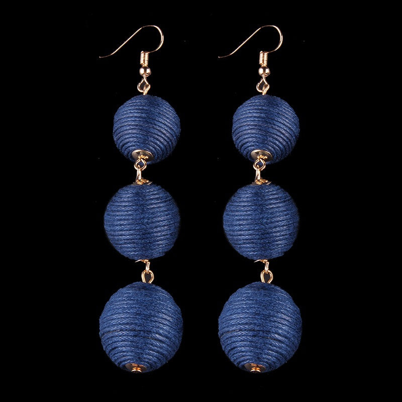 Thread Ball Dangle Earrings - Exinoz