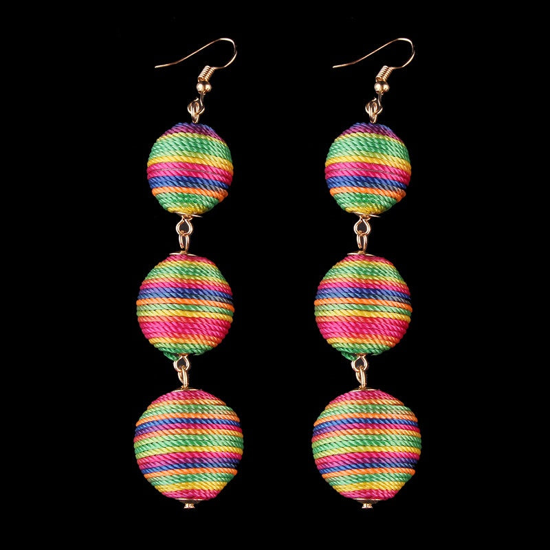 Thread Ball Dangle Earrings - Exinoz