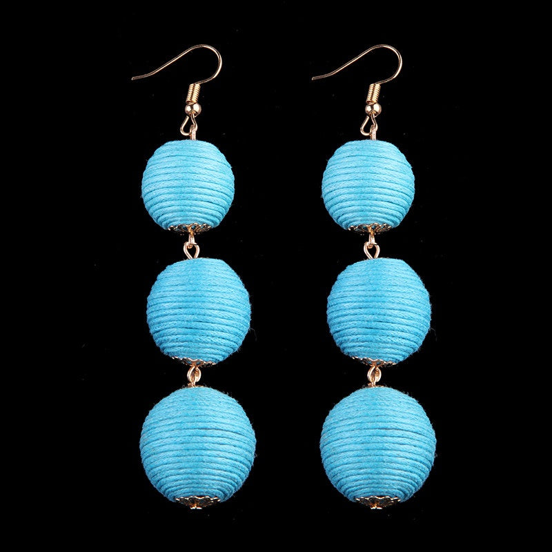 Thread Ball Dangle Earrings - Exinoz