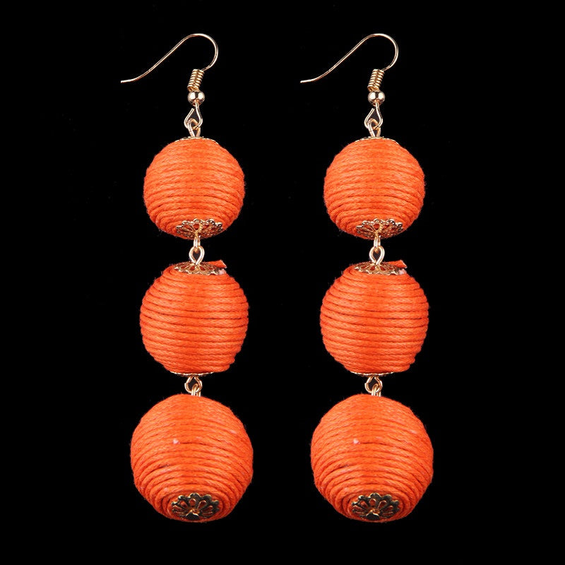 Thread Ball Dangle Earrings - Exinoz