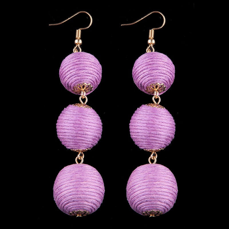 Thread Ball Dangle Earrings - Exinoz