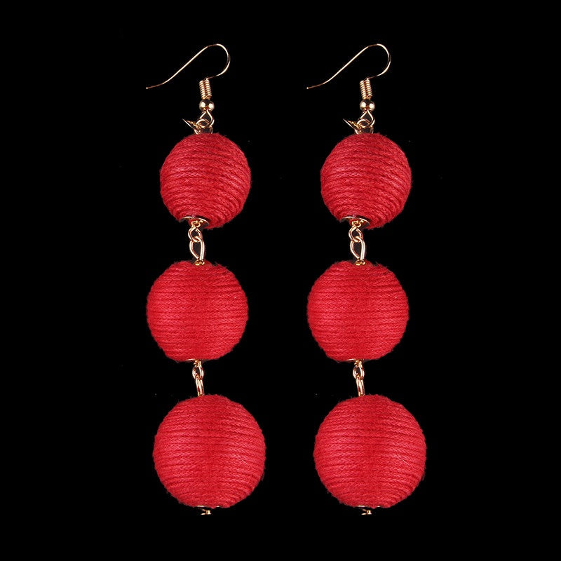 Thread Ball Dangle Earrings - Exinoz