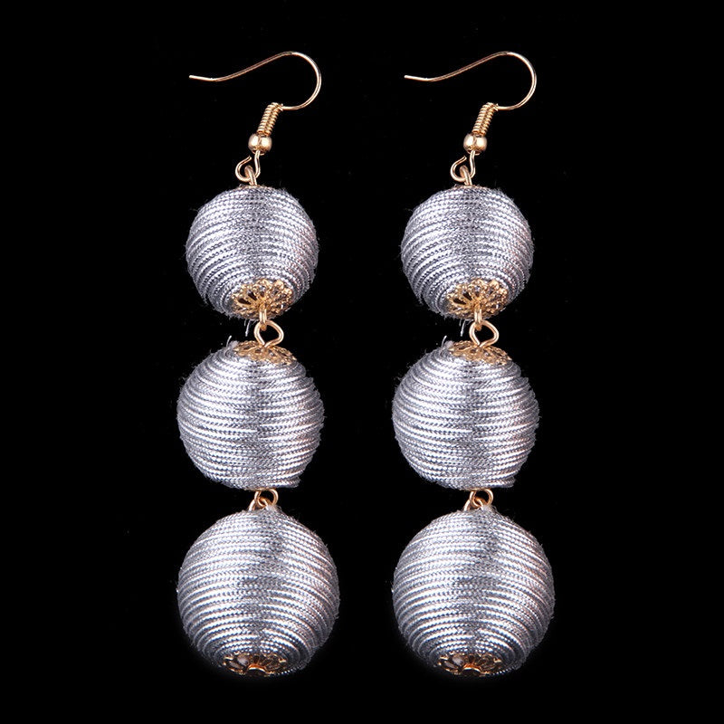 Thread Ball Dangle Earrings - Exinoz