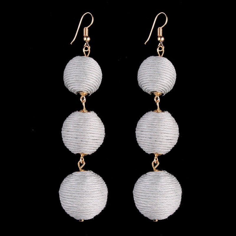 Thread Ball Dangle Earrings - Exinoz