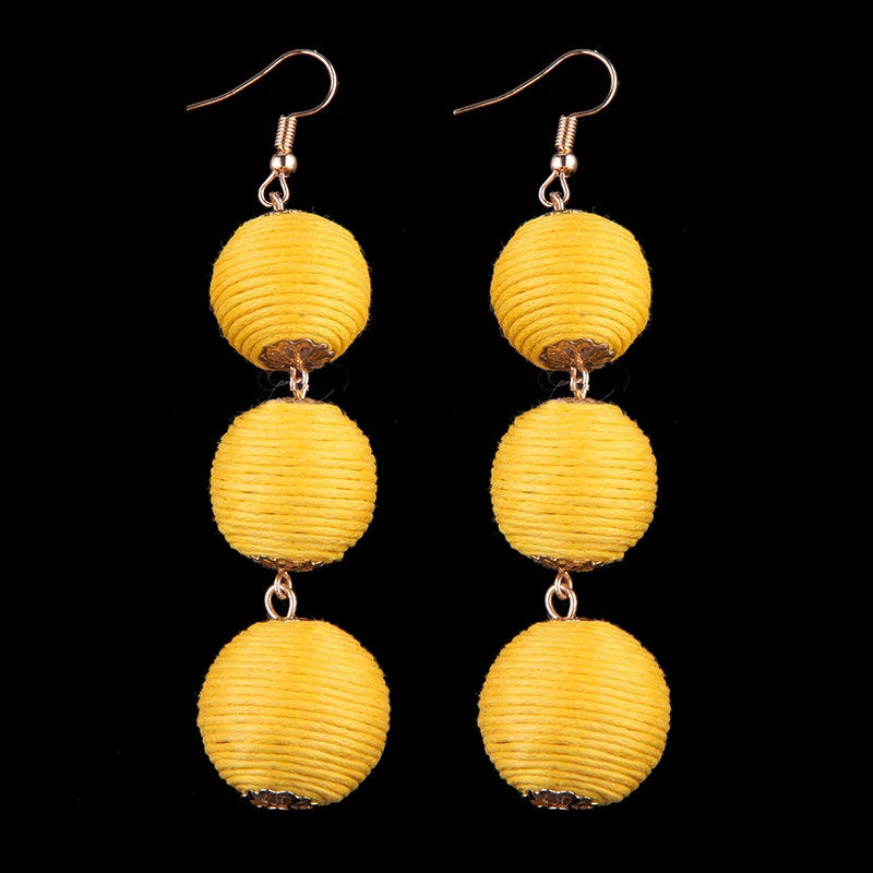 Thread Ball Dangle Earrings - Exinoz