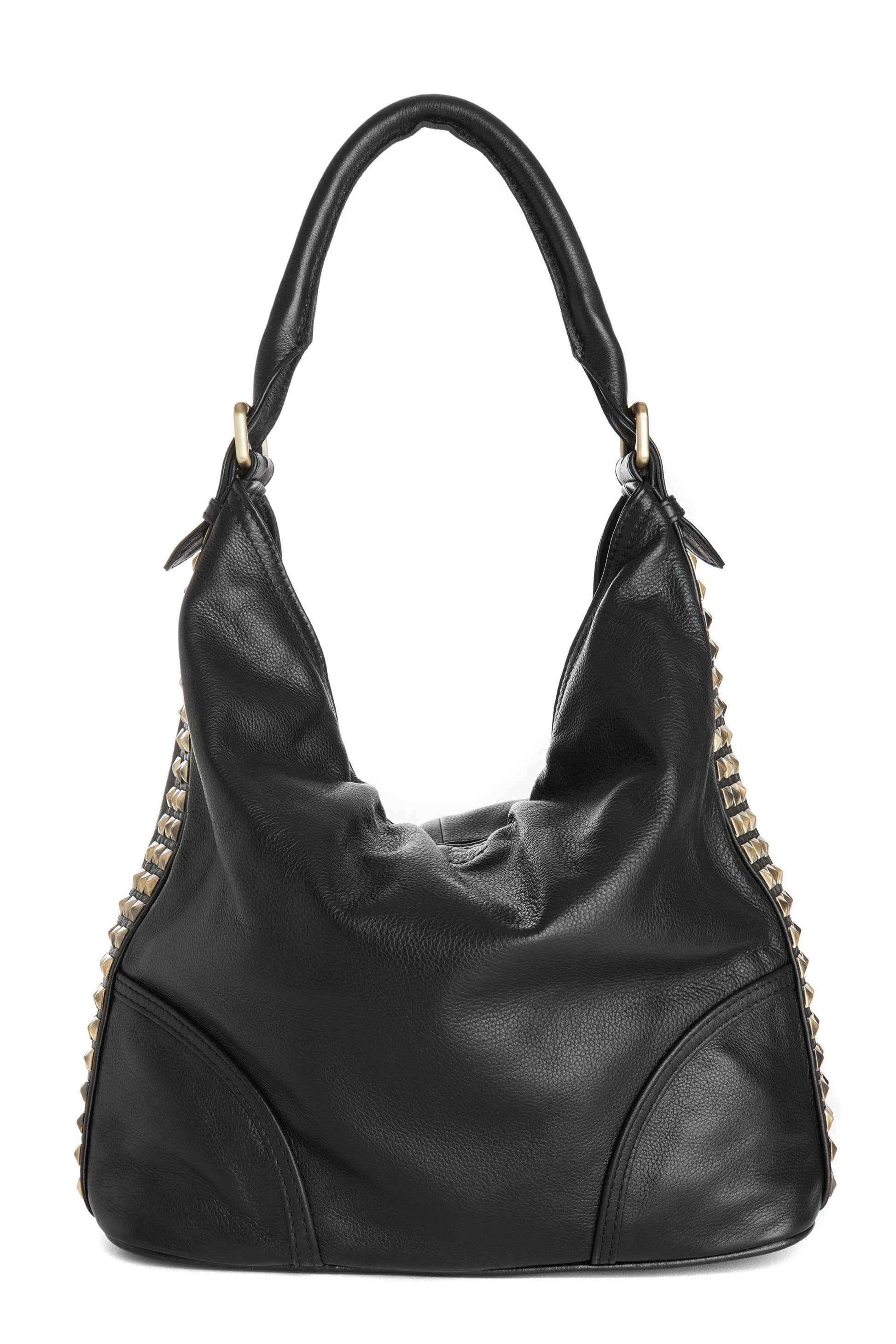EMPRESS Studded Slouchy Hobo Shoulder Bag - Exinoz