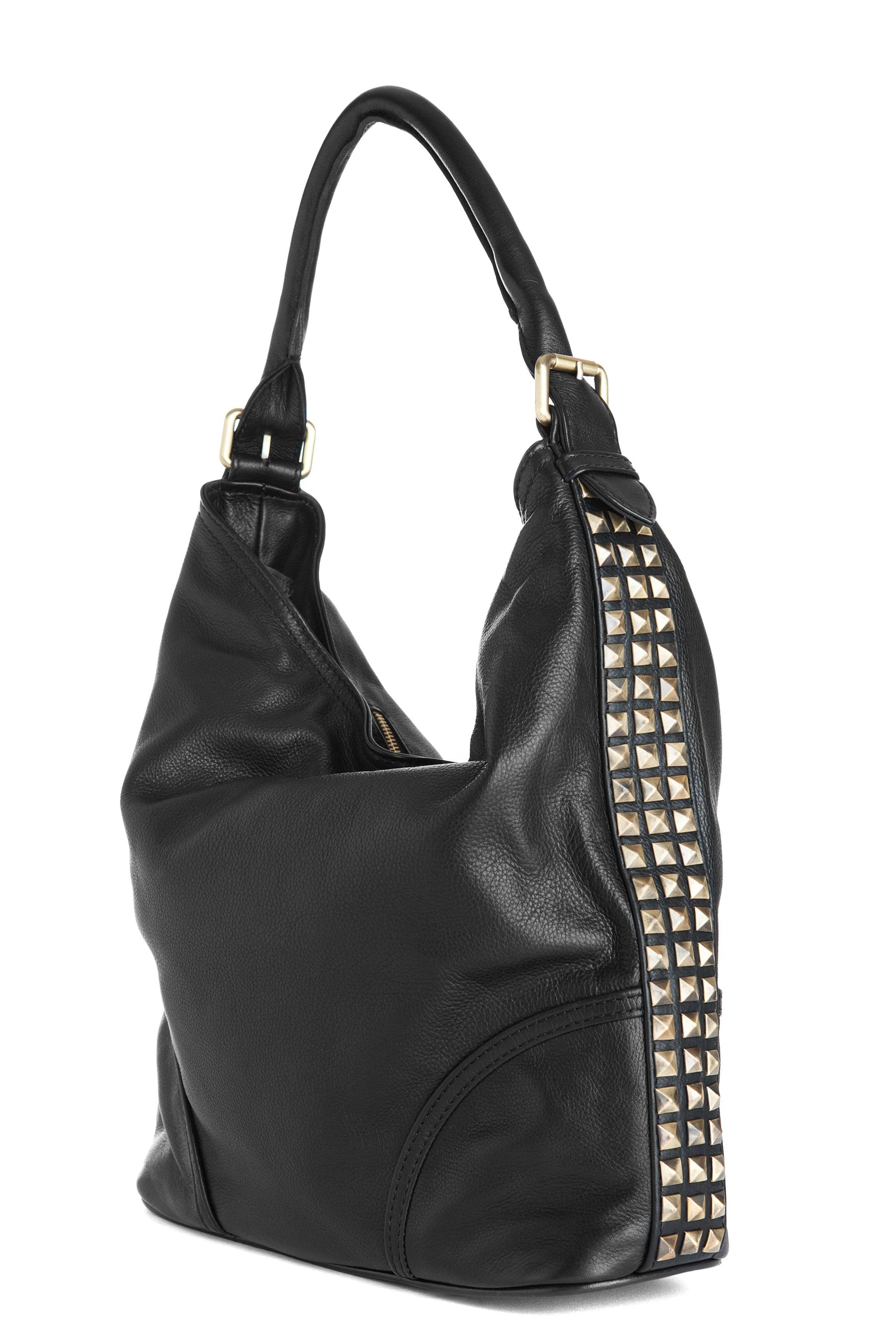 EMPRESS Studded Slouchy Hobo Shoulder Bag - Exinoz