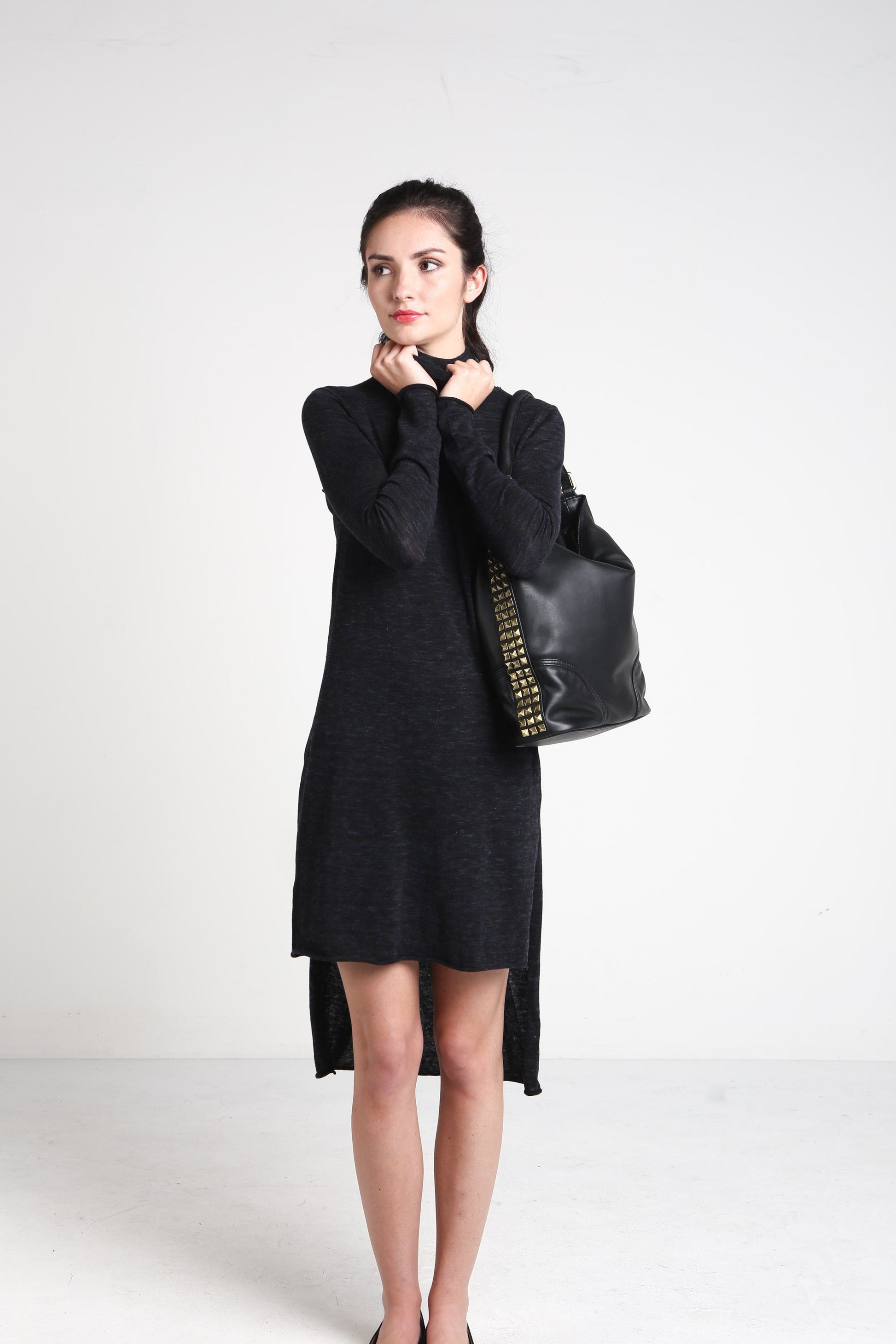 EMPRESS Studded Slouchy Hobo Shoulder Bag - Exinoz