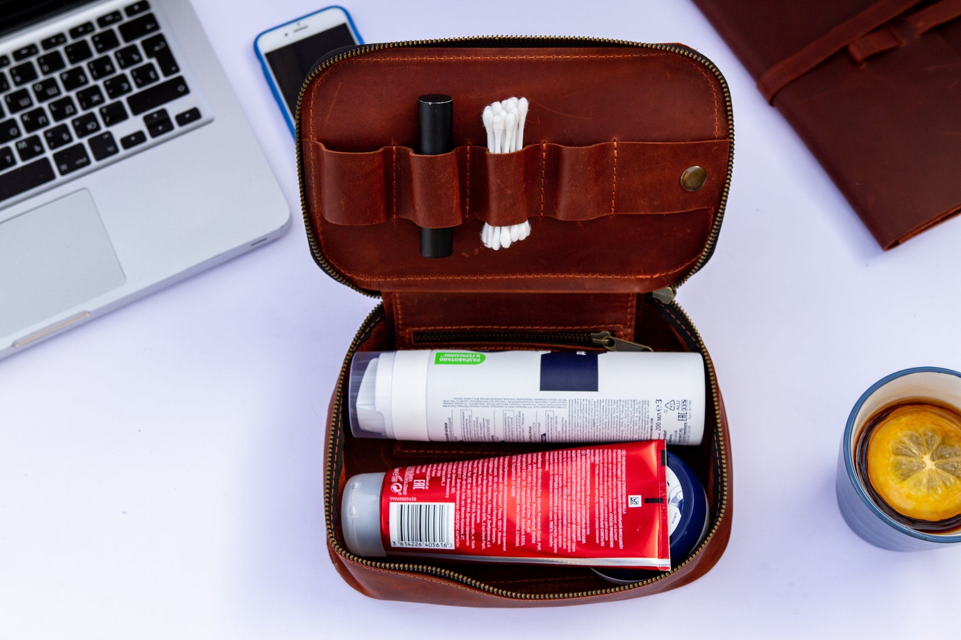 Exinoz Leather Tech Organizer Kit | Stores and Protects your Devices and Accessories I Perfect Fit & Elegant Design [Brown] - Exinoz