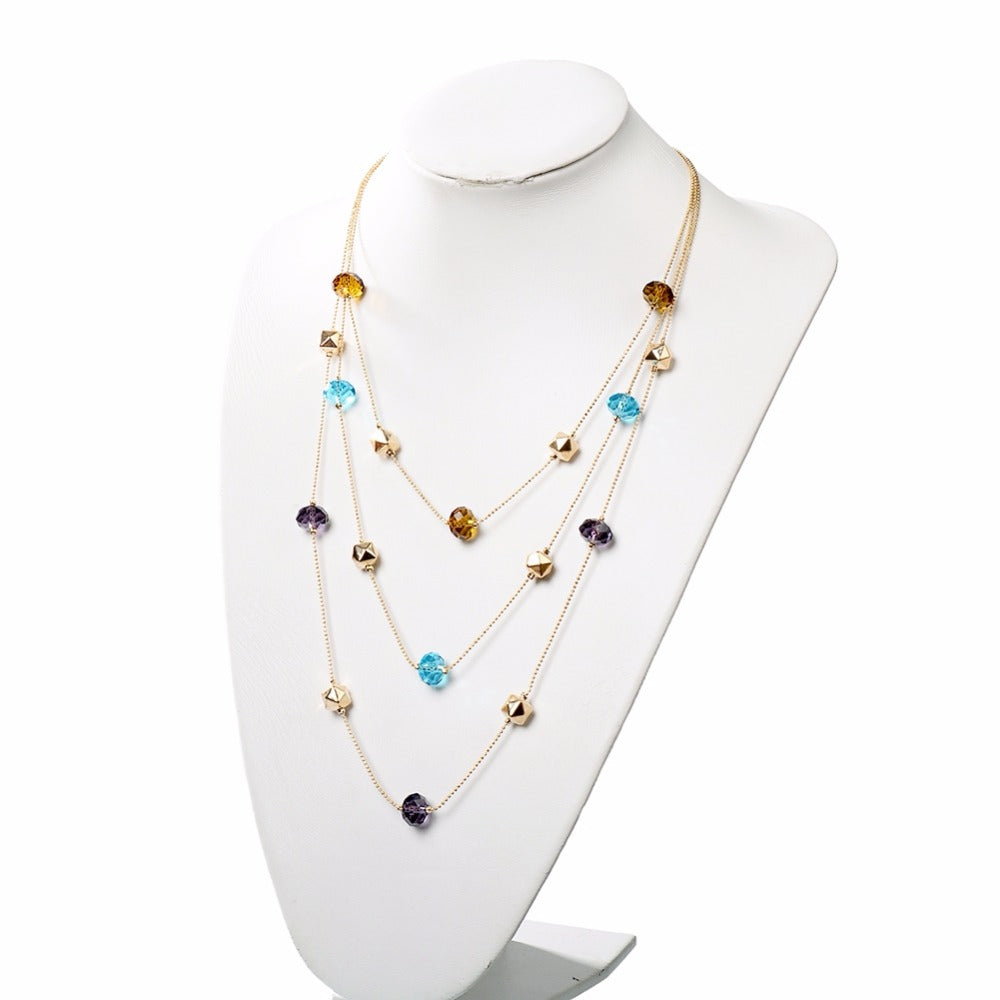Long Chain Beaded Multilayer Necklace - Exinoz