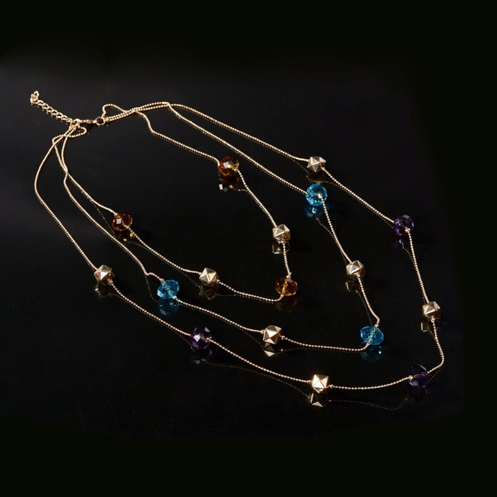 Long Chain Beaded Multilayer Necklace - Exinoz