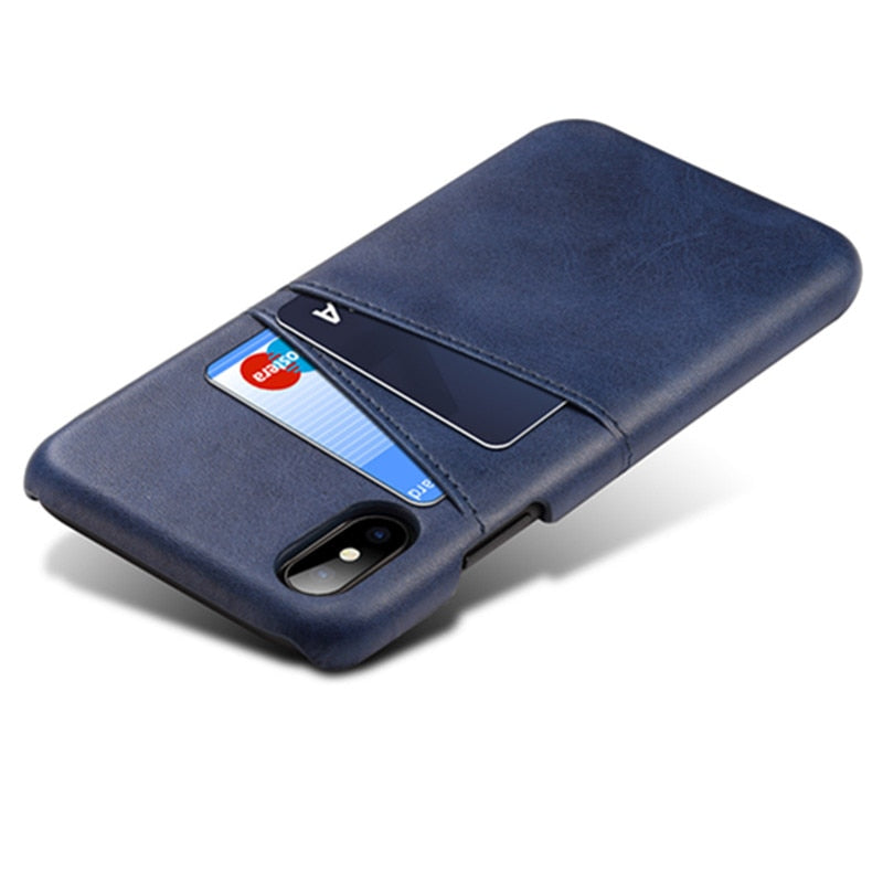 Luxury PU Leather Card Holder Slots Phone Case For iPhone X XR XS - Exinoz