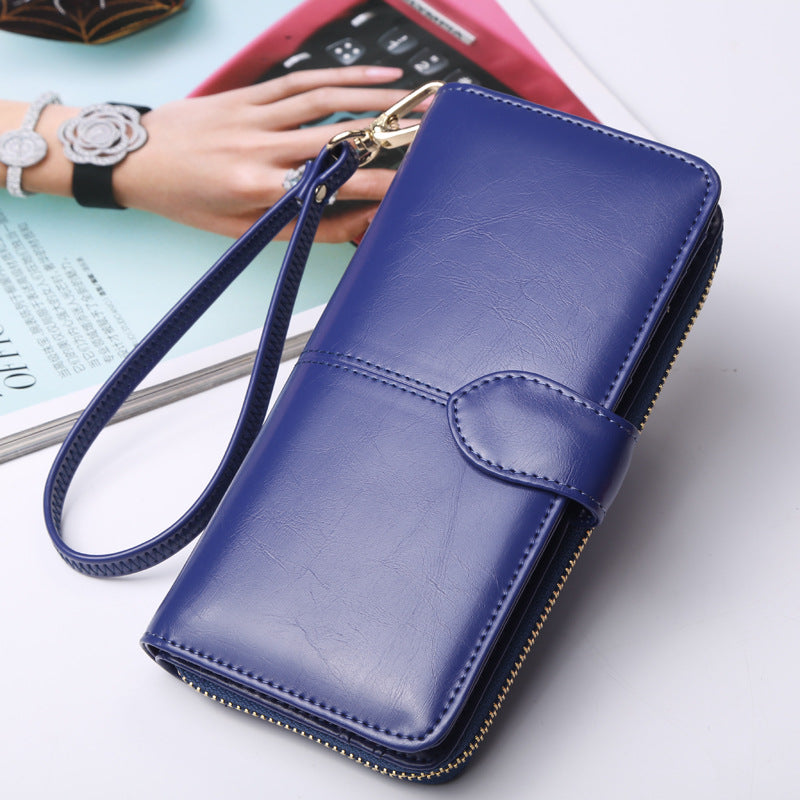 Oil Wax Leather Long Wallet for Women - Exinoz