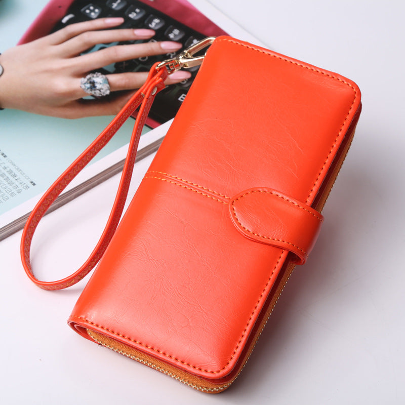 Oil Wax Leather Long Wallet for Women - Exinoz