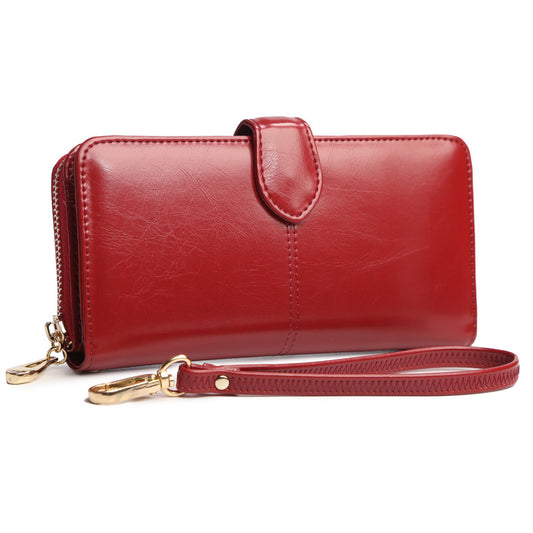 Oil Wax Leather Long Wallet for Women - Exinoz