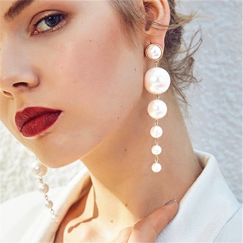 Simulated Pearl Dangle Earrings - Exinoz