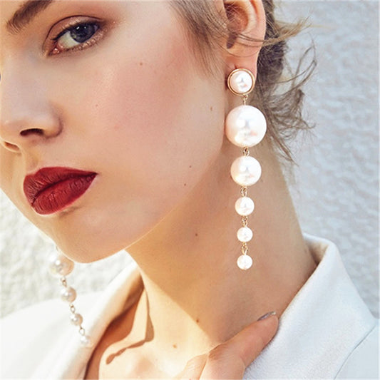 Simulated Pearl Dangle Earrings - Exinoz