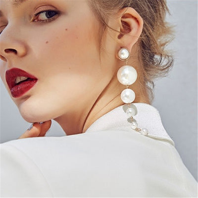 Simulated Pearl Dangle Earrings - Exinoz