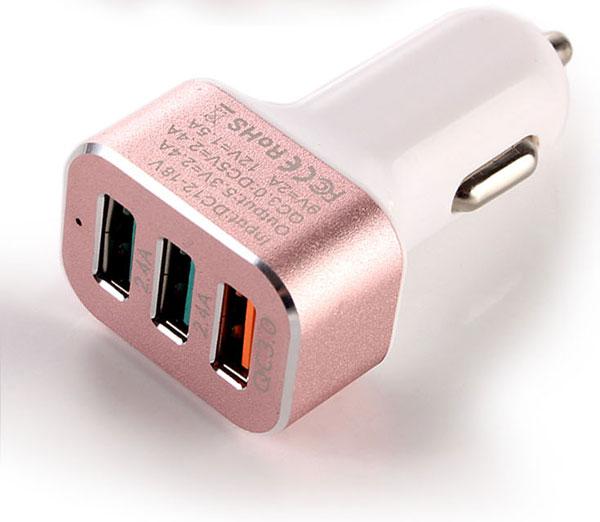 3 port USB Car Charger for Android and iPhone with Quick Charge 3.0 - Exinoz