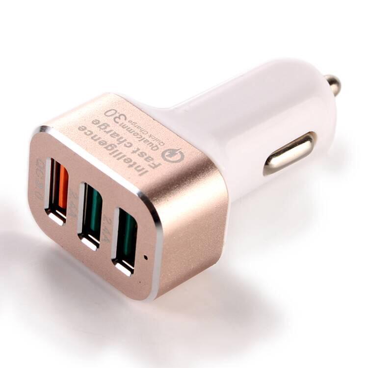 3 port USB Car Charger for Android and iPhone with Quick Charge 3.0 - Exinoz