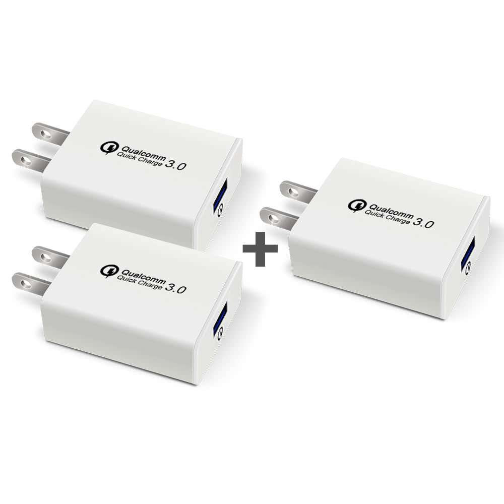 USB Fast Quick Wall Charger (18W: 5V, 9V, 12V / 4A) for Android phones or iPhone - Exinoz